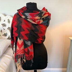 Geometric Patterned Silk and Pashmina Sarong/stole